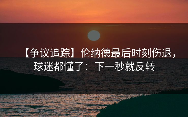 【争议追踪】伦纳德最后时刻伤退，球迷都懂了：下一秒就反转